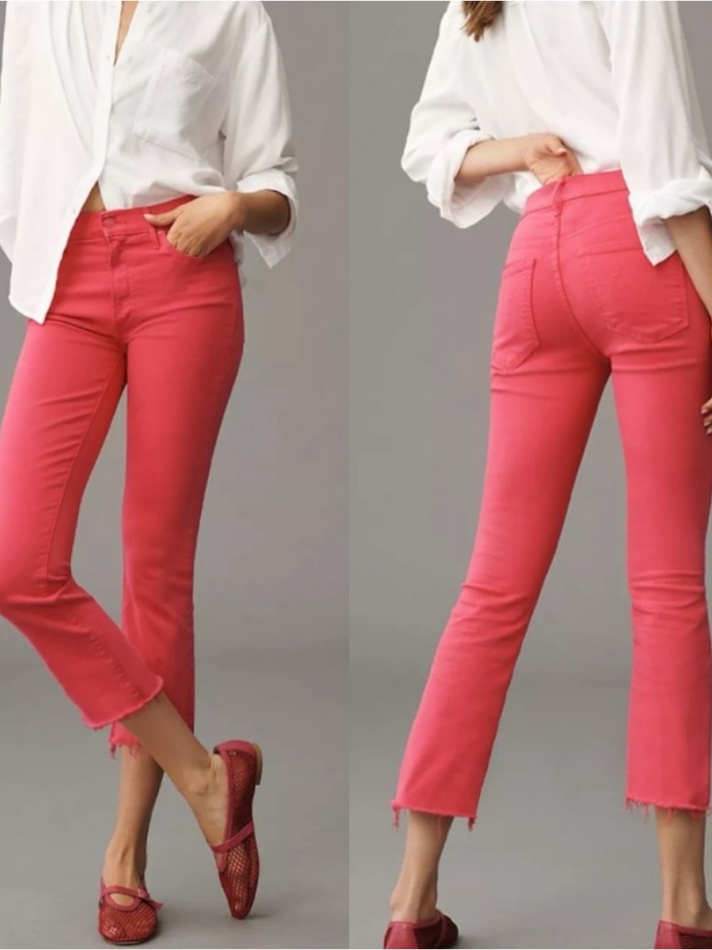 BOGO! MOTHER The Insider Crop Step Fray Jeans Size 26 Second Chance Red